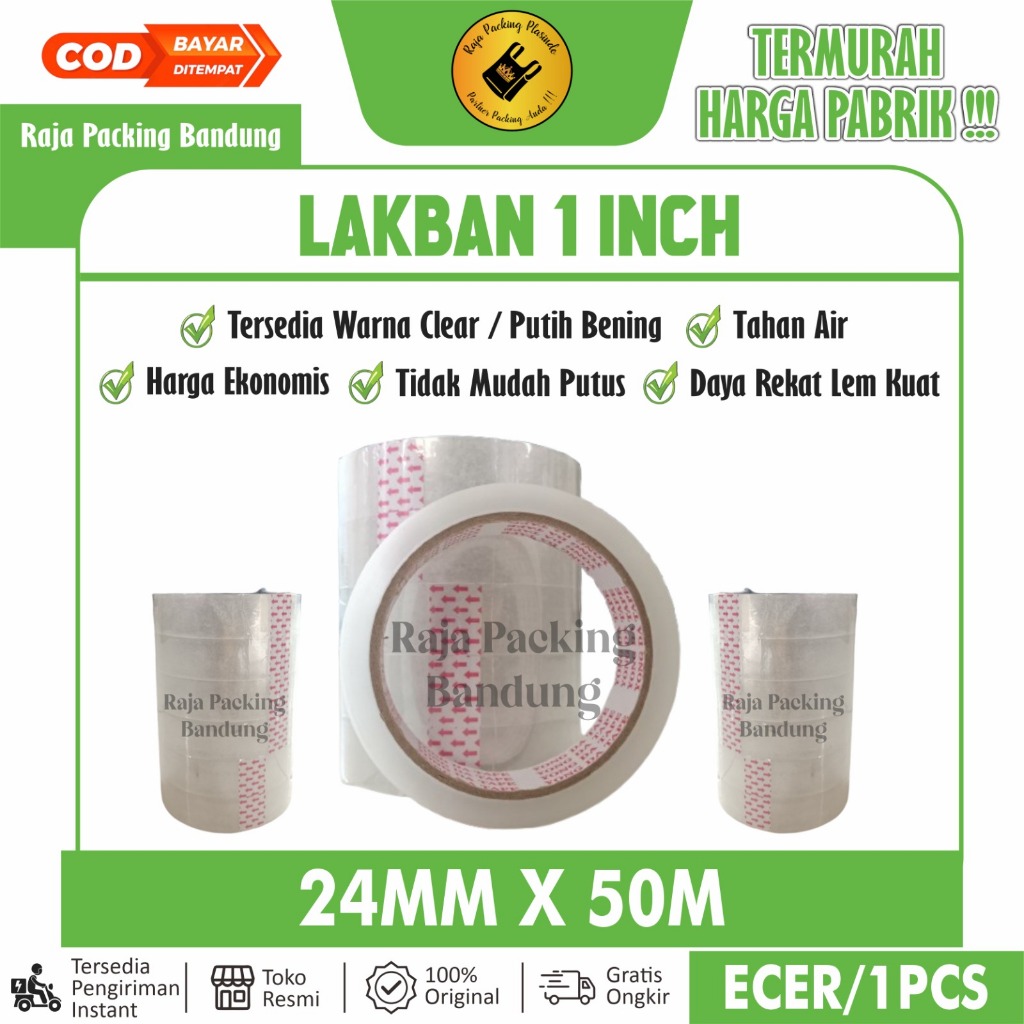 

Lakban Bening 1 inci (24mm x 50yd) original | Selotip Murah | Lakban 1 inch | Selotip Kecil | Lakban 1 inci | Selotip Bening | Lakban Kecil