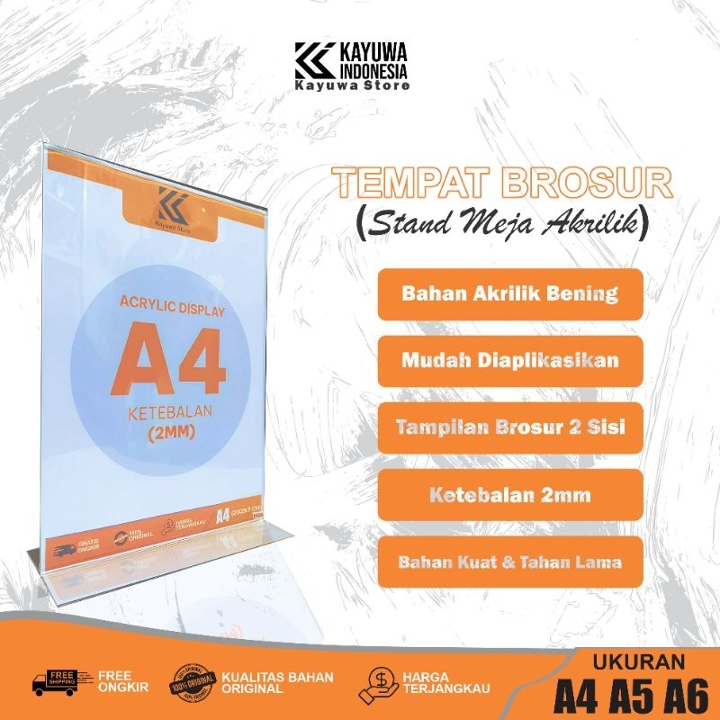 

TEMPAT BROSUR A4 AKRILIK / STAND MEJA AKRILIK / STAND QR BARCODE