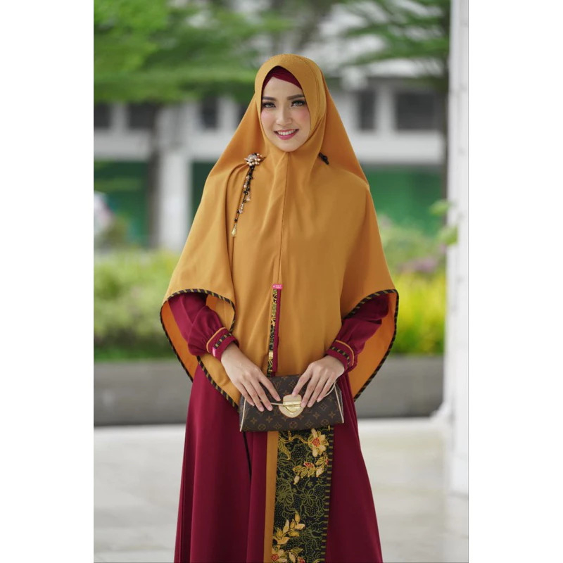 Set Gamis Maharani S Syar'i Maroon Mustard by Aulia