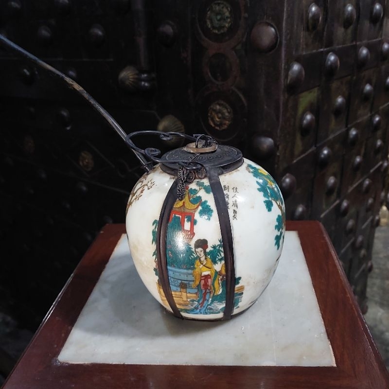 Teko Candu Keramik Putih Tiongkok Lawas Jadul