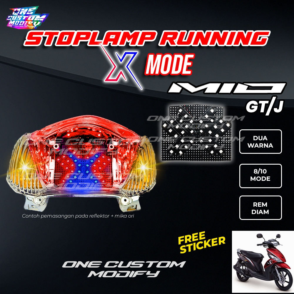 Stoplamp Running X Mode  Mio GT/J Lampu Rem LED Motor Variasi One Custom Modify