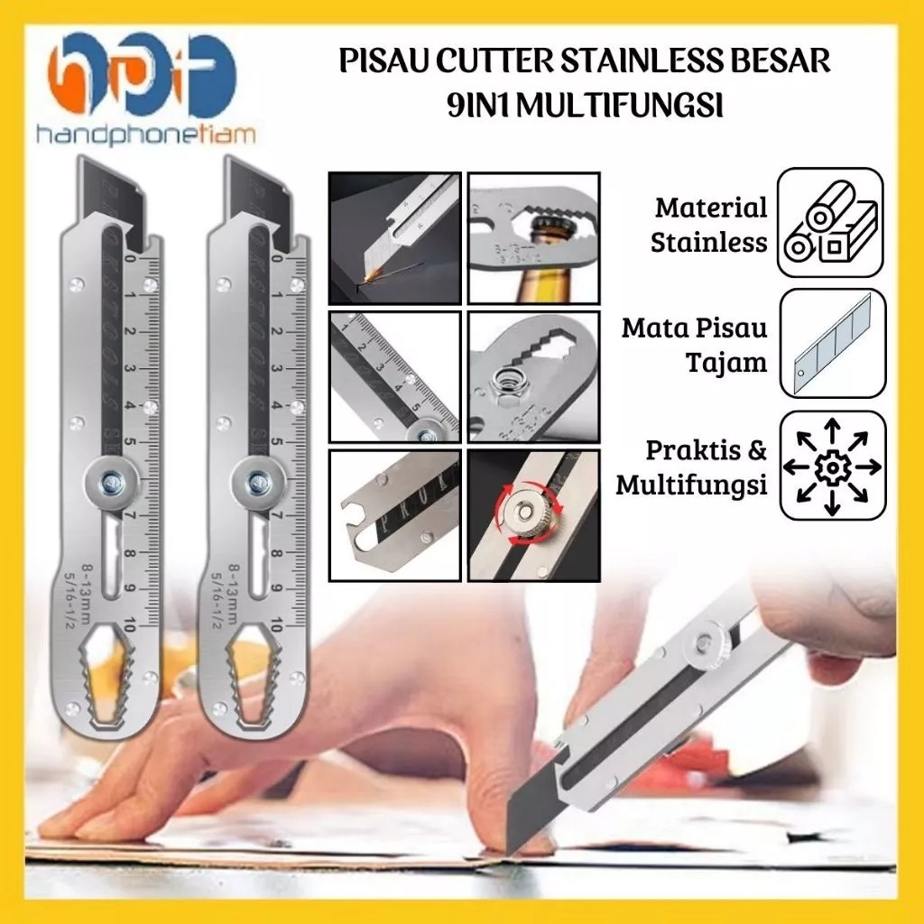 

A104 Pisau Cutter Stainless Besar 9IN1 / Sliding Knife Cutting Tool