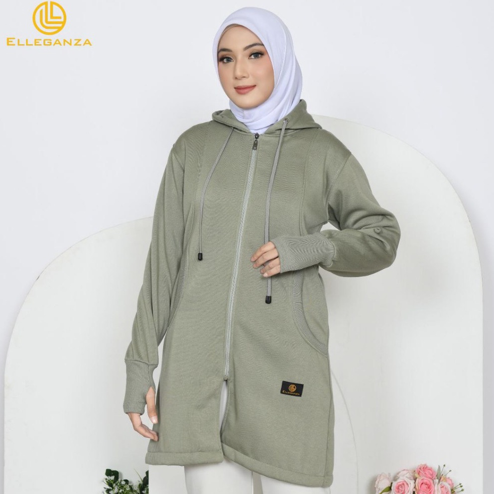 KODE F2F Elleganza Elnara Jaket Hijab Fleece Premium Jaket Muslimah Jaket Panjang Outerwear Syari