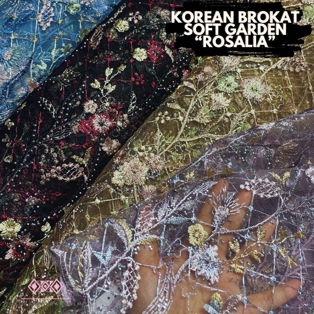 Kain Tille Brokat Korea Full Payet TEBAL Motif Rosalia NEW 2024 Bordir Full Super Premium Mewah