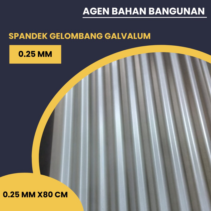 Seng Gelombang Galvalum, Tebal 0.25mm, Lebar 80cm