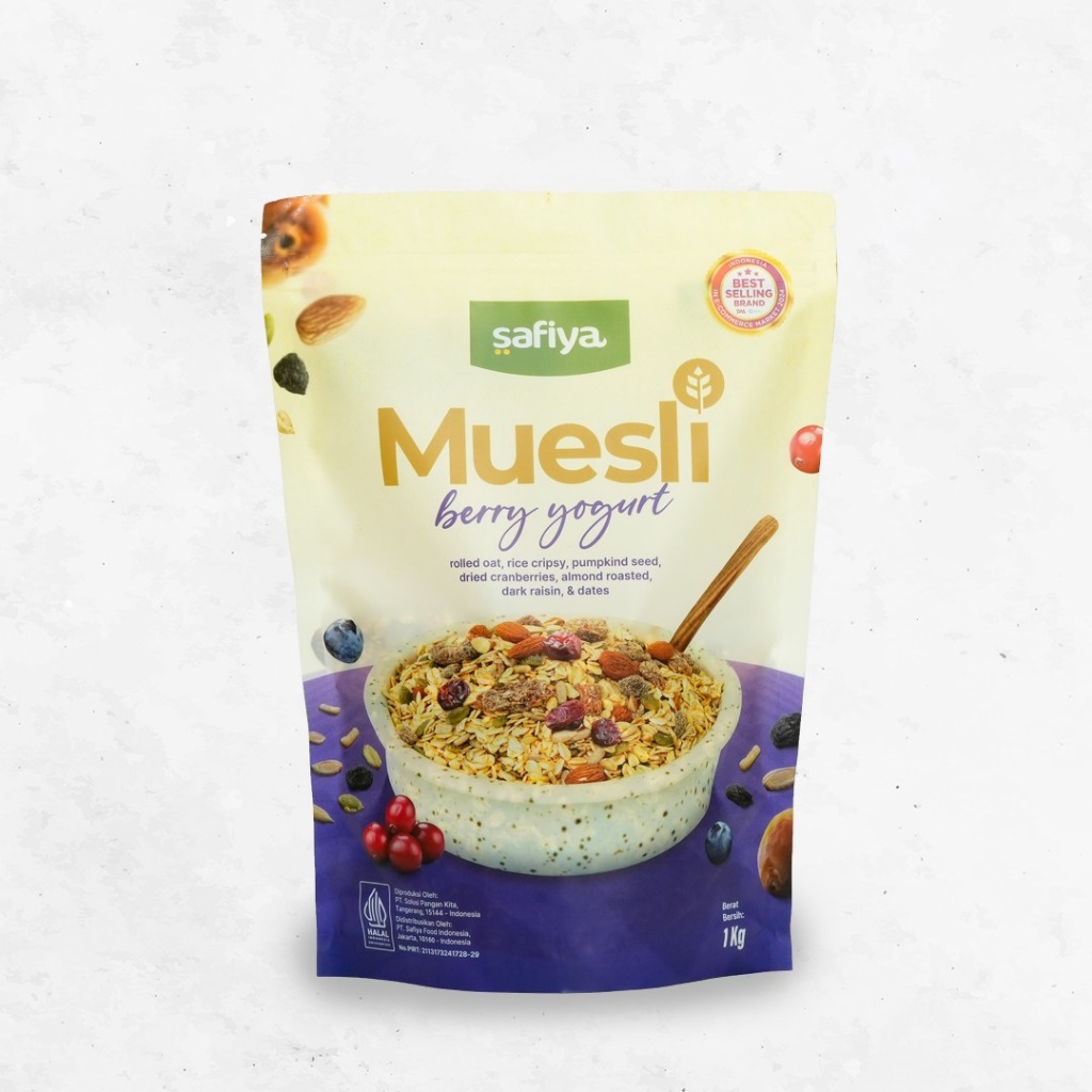 

Safiya Muesli Berry Yogurt 500 Gram Sereal With Almond Premium