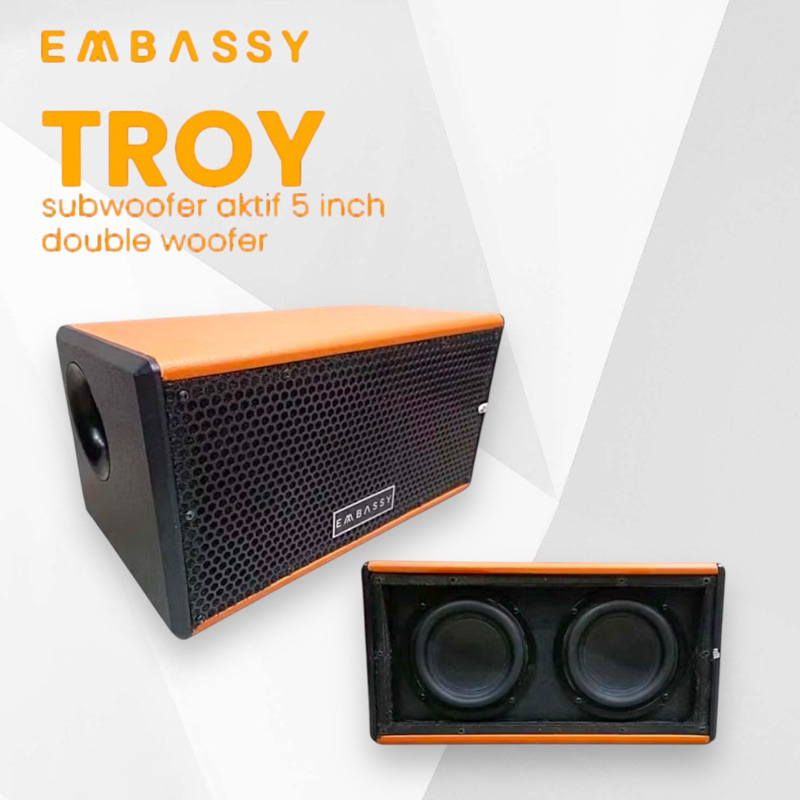 SUBWOOFER AKTIF 5 INCH DOUBLE WOOFER EMBASSY TROY SPEAKER MOBIL