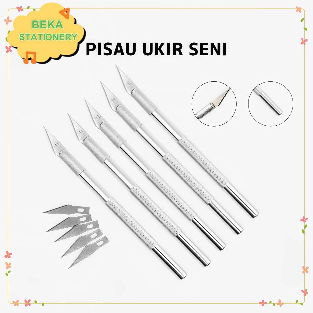 

Pisau Ukir Seni 6 isi Pisau Ukir Seni Pisau Bonsai Pisau Sayat Hobby Crafting Art Knife Metal Handle Blade Pen Cutter Set Mata dan Gagang