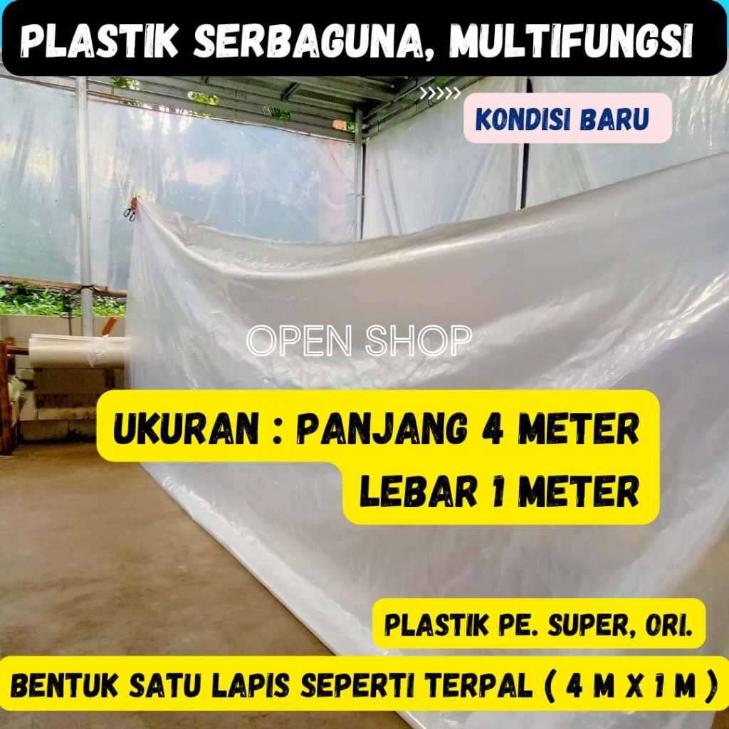 4m x 1m. Plastik Kolam Ikan, Atap,Green house,Hidroponik,Budidaya, PenutupPelindung Barang,Serbaguna