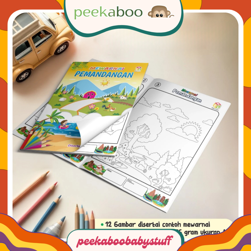 BUKU MEWARNAI FULL COLOUR (FC) A5 - PEMANDANGAN - FC || BUKU WARNA FULL COLOR ANAK PAUD TK SD MEMBAC