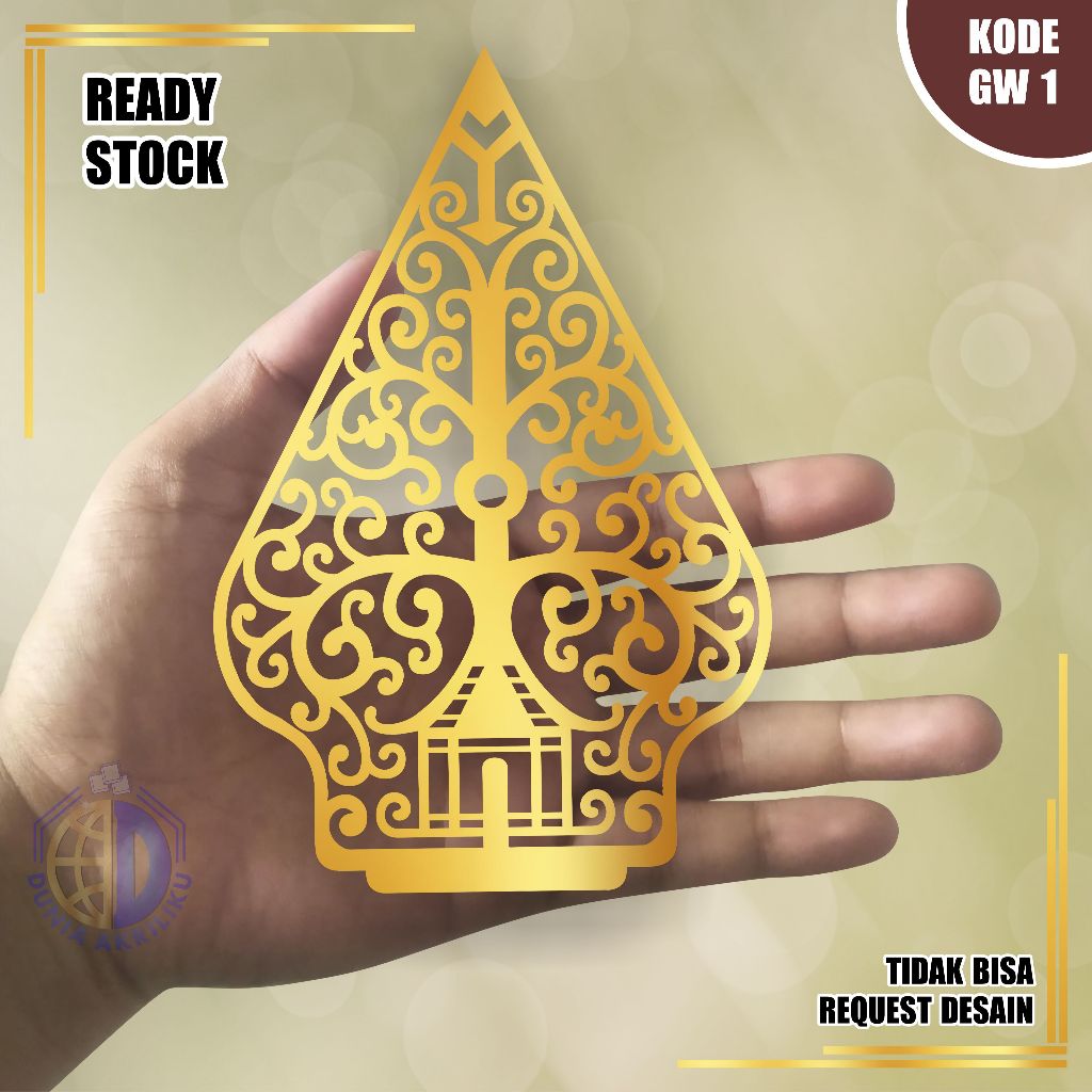 Gunungan Wayang Akrilik Mirror Gold / Emas Dekorasi Hiasan Mahar