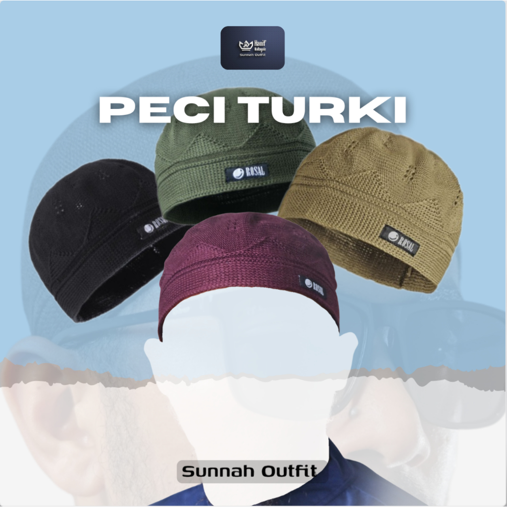 Peci Turki ROSAL - Rosalhat Songkok Kopiah Pria Muslim Simple Jaring jaring Ikhwan dewasa Polos