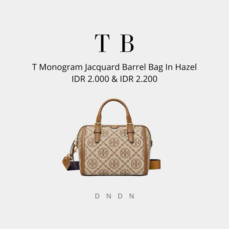 T Monogram Jacquard Barrel Bag In Hazel