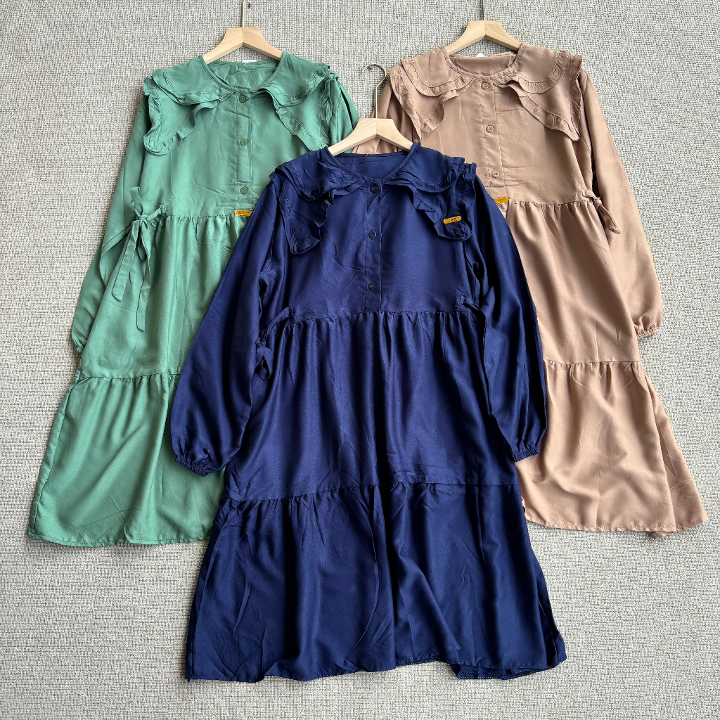 Tunik Rayon Twill Premium Arumi Tunik - Ruffle Tali Samping