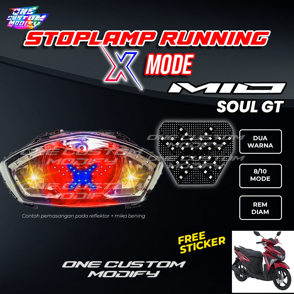 Stoplamp Running X Mode Mio Soul GT Lampu Rem LED Motor Variasi One Custom Modify