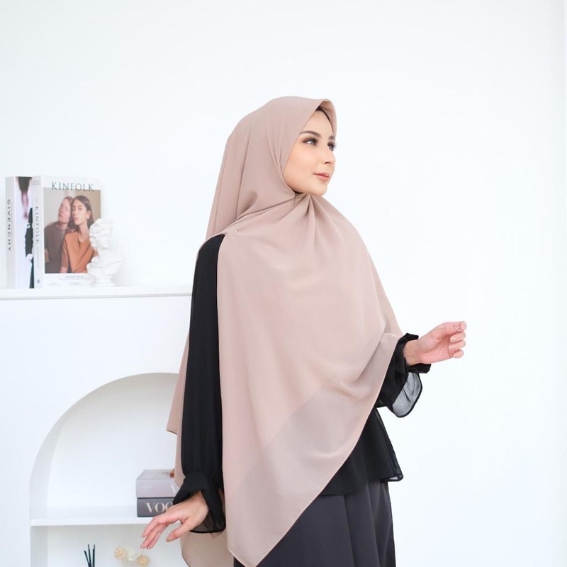 Hijab Segi Empat Zipper Ceruty Babydoll | Segi Empat Zipper Resleting Dua layer | Segi Empat Instan