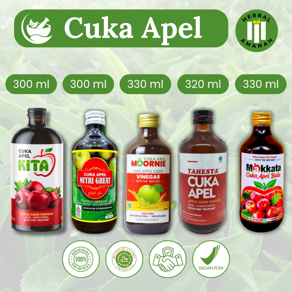 

Cuka Apel Kita / Moornie / Tahesta / Makkata / Nutri Great / Apel Original Vinegar Halal Untuk Diet