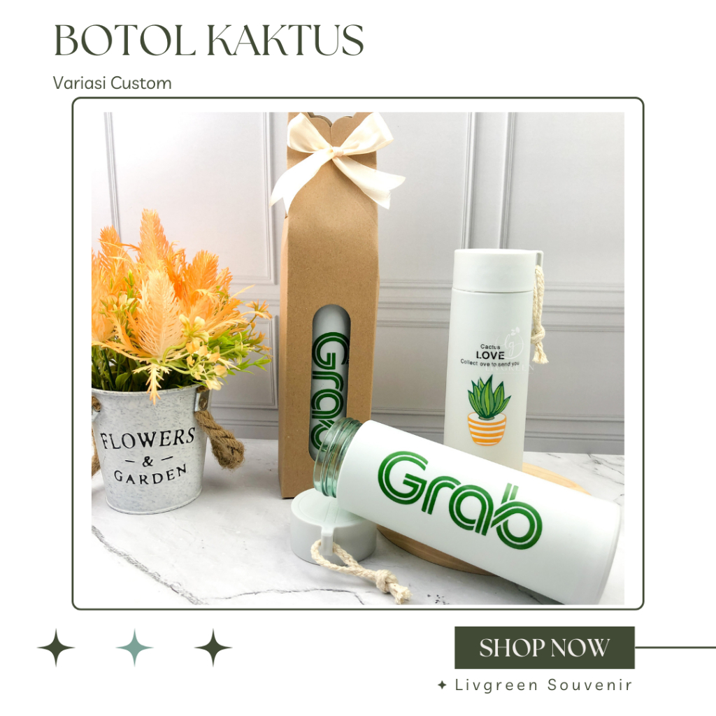 Souvenir Custom Botol Kaca  Kaktus Kemas Box Coklat Kuncup