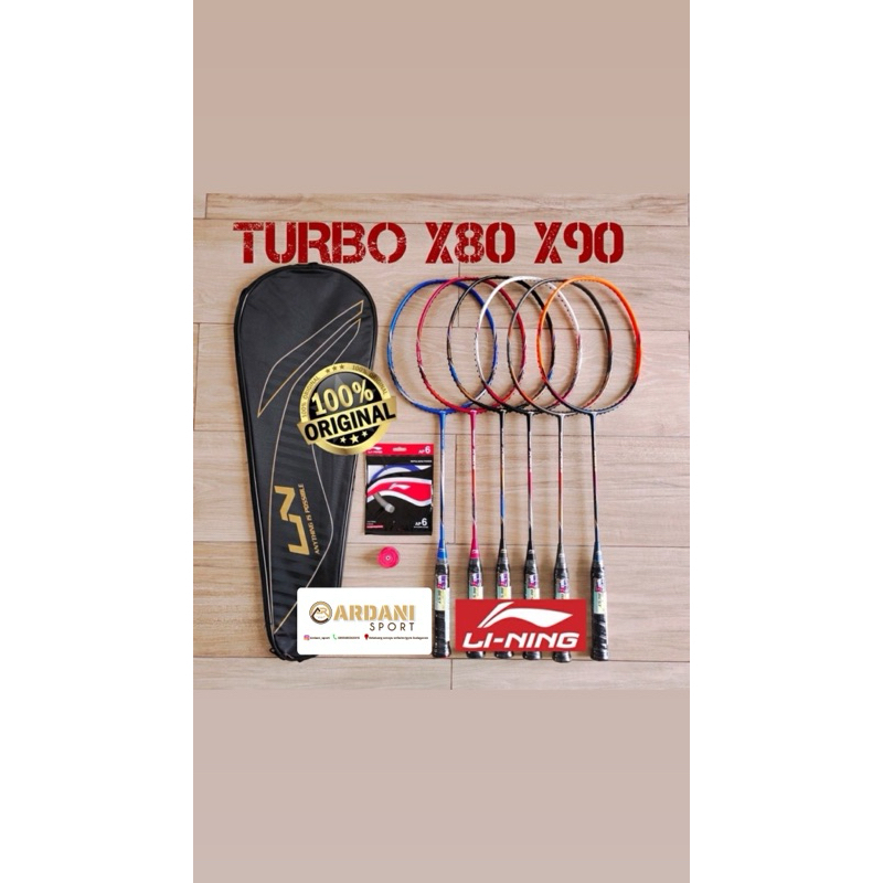 Raket Lining Turbo X80 X90 Raket Badminton Original 100%