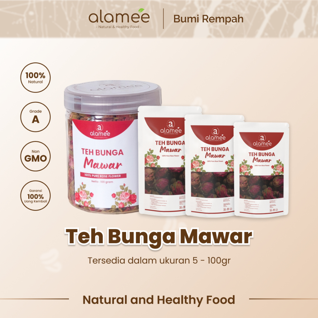 

ALAMEE Teh Bunga Mawar Rose Flower Tea Organik Kering Dried Siap Minum Seduh Organic