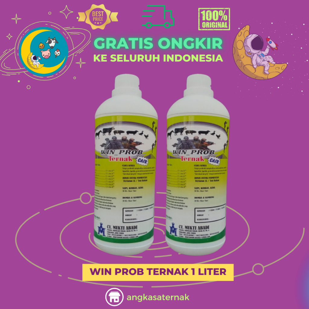 READY WINPROB TERNAK /PROBIOTIK (KAMBING,SAPI DAN DOMBA) STOCK - CAIR, 1 Liter