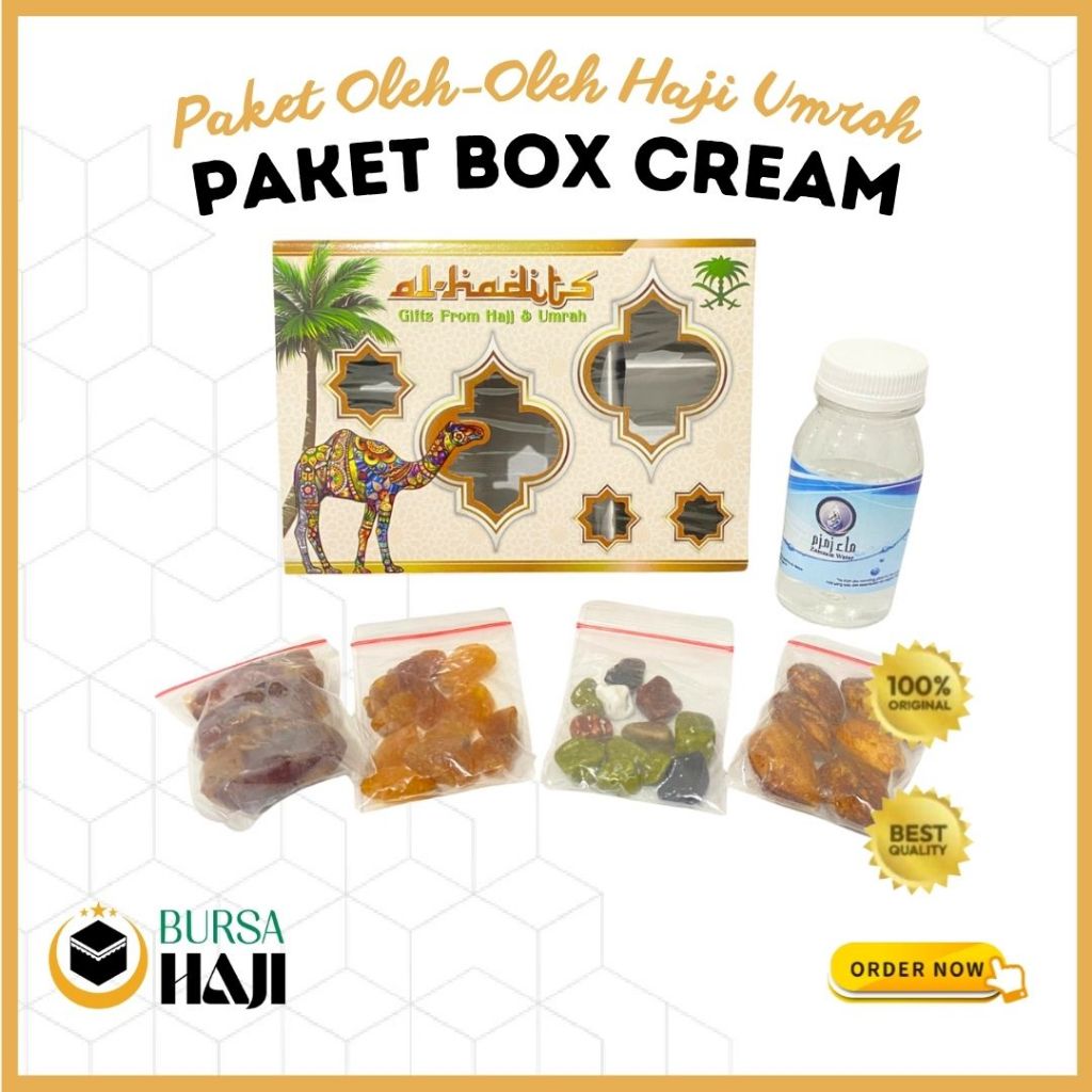 

PAKET OLEH OLEH HAJI DAN UMROH BOX CREAM/PAKETAN OLEH OLEH HAJI UMROH HEMAT