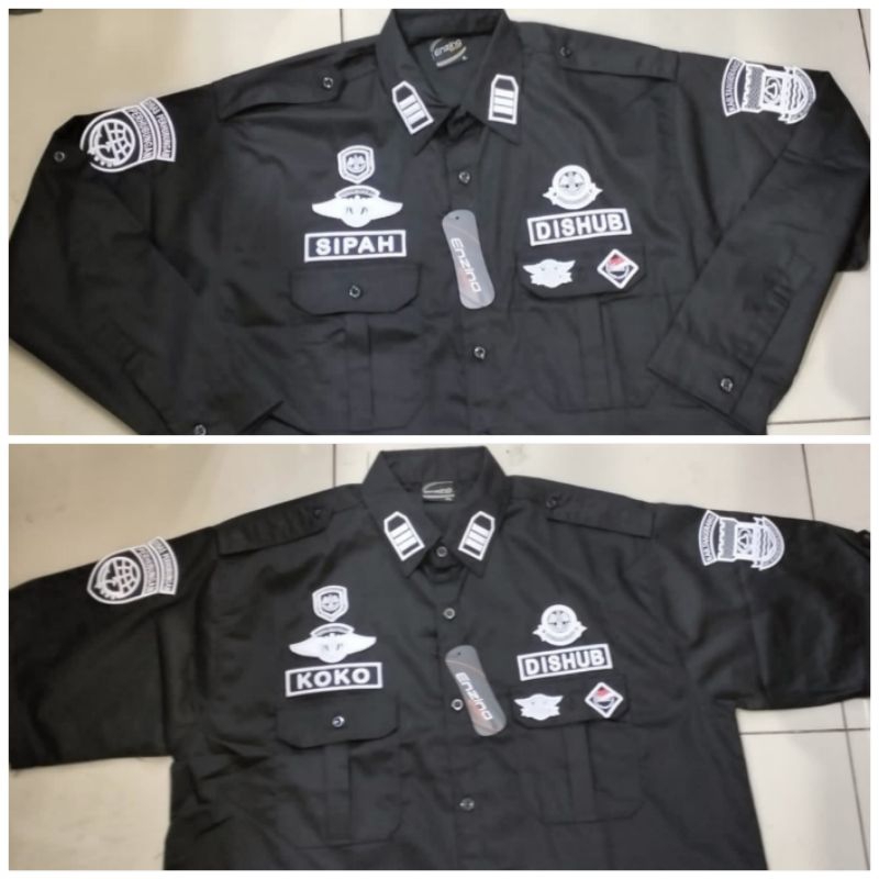 baju DISHUB full BORDIR TIMBUL warna hitam costom