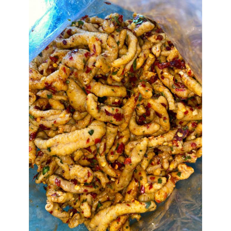 

keripik usus crispy/usus crispy bumbu pedas Chili oil daun jeruk berat 1kg