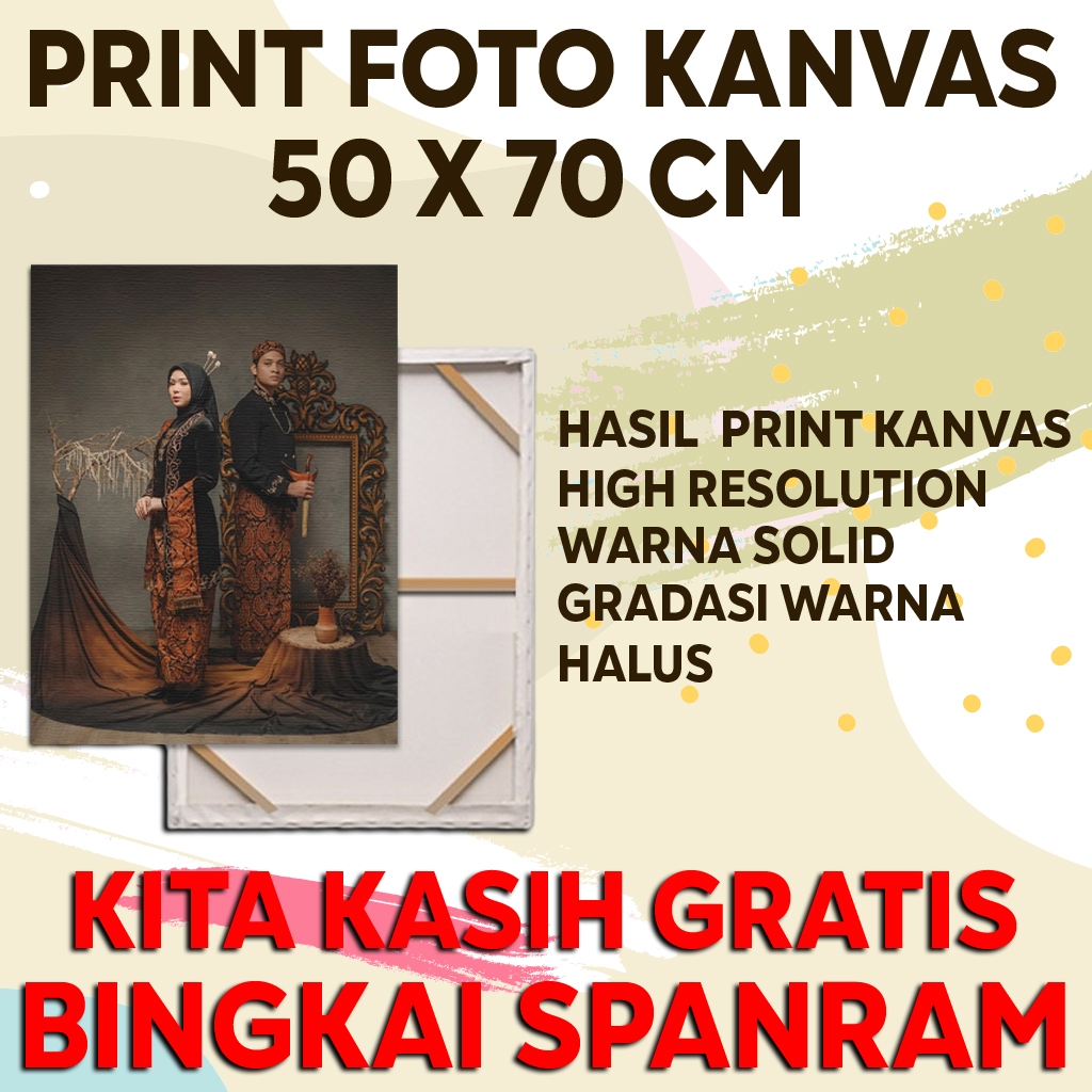 Cetak Foto Kanvas/Cetak Foto Kanvas Pre Wedding 50 X 70 Free Bingkai Spanram Dan Gantungan