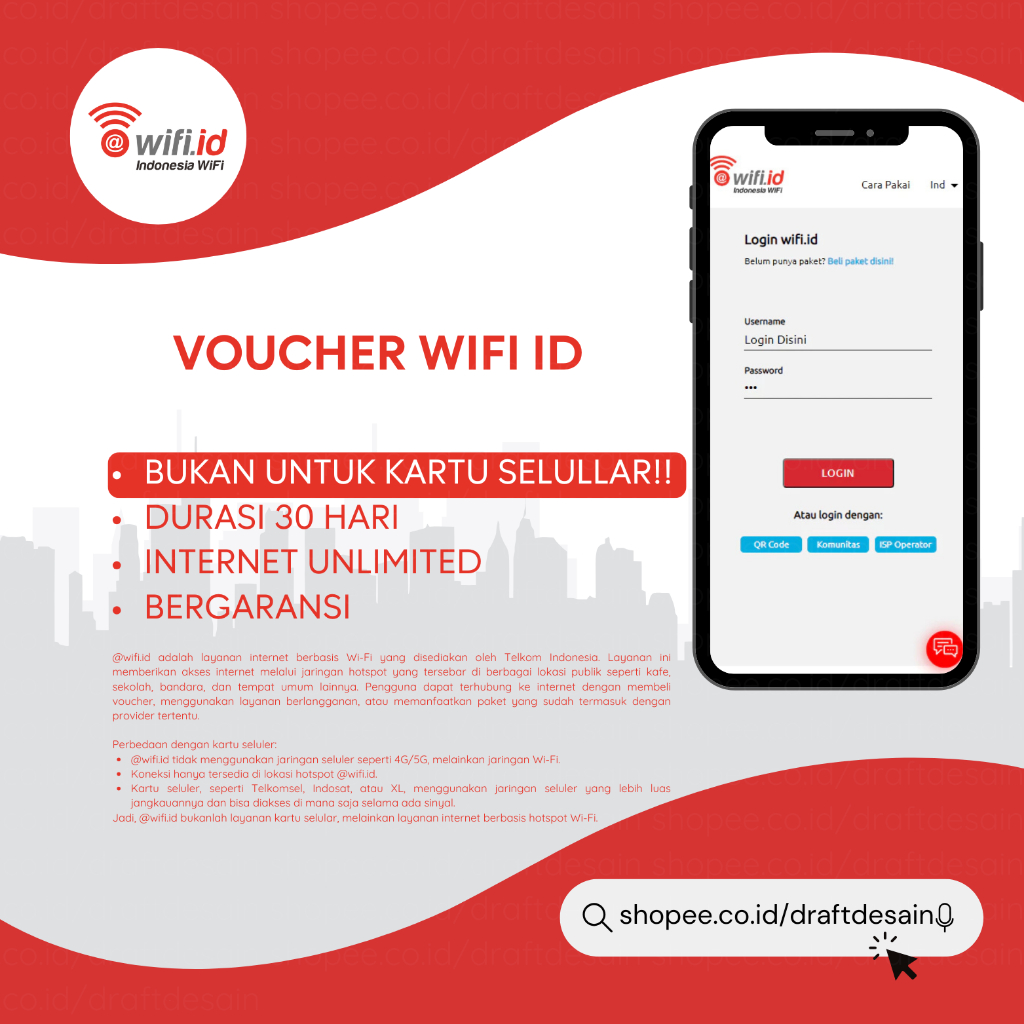 VOUCHER WIFI ID 1 BULAN BERGARANSI
