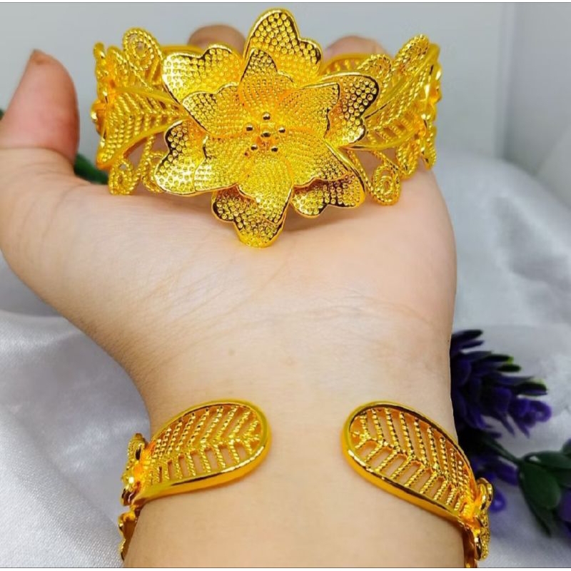 GELANG BANGLE BUNGA KENDARI LAPIS EMAS 24K PERHIASAN BUNGA KENDARI TERBARU