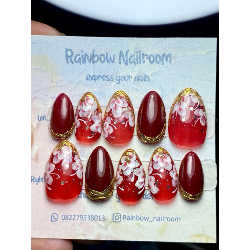 press on wedding | presson maroon | kupal merah | press on flower