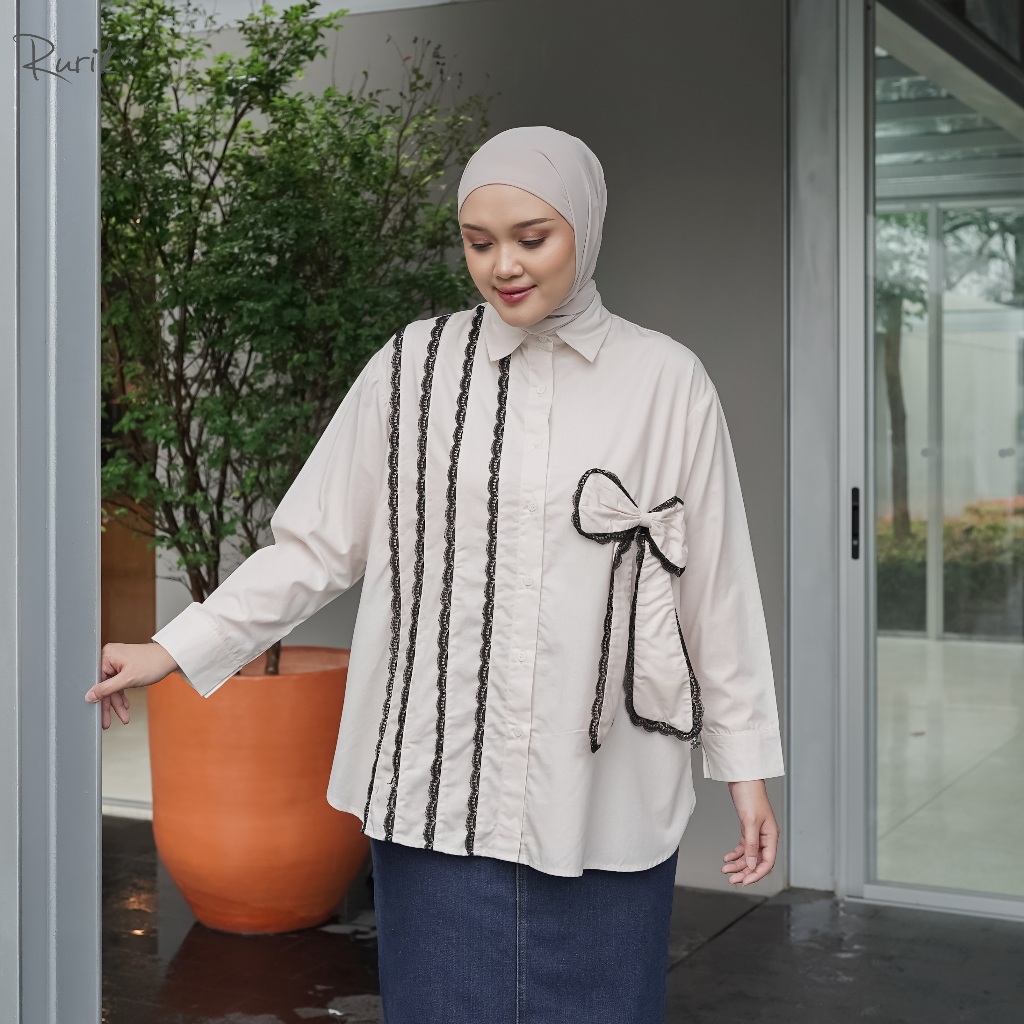 Rurik Kemeja Wanita Katun Oversized Casual Gavita Shirt