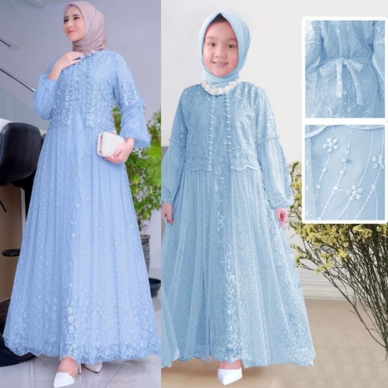 (NEW) FIKA DRESS - BAJU MAXY MAXI DRESS GAMIS BRUKAT BROKAT FULL PURING FURING TILE MUTIARA UNTUK PE