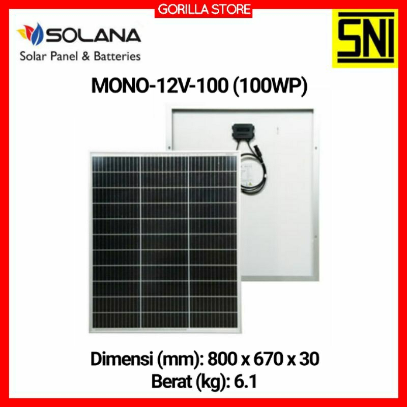 SOLAR PANEL 100WP SOLANA SOLAR CELL MONOCRYSTALLINE