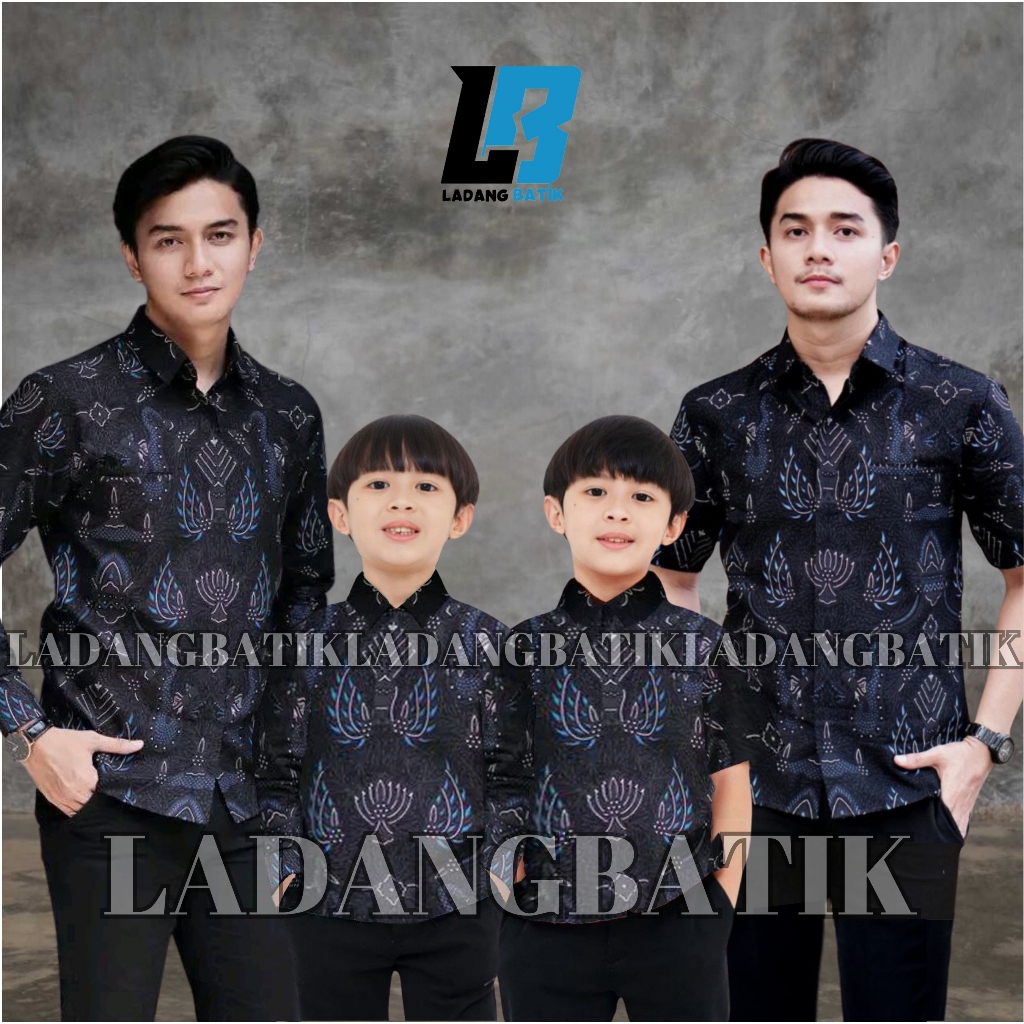 Couple Ayah & Anak TERBARU Kemeja Batik Ayah Dan Kemeja Batik Anak Cowok BATIK Hitam Couple Batik Ay