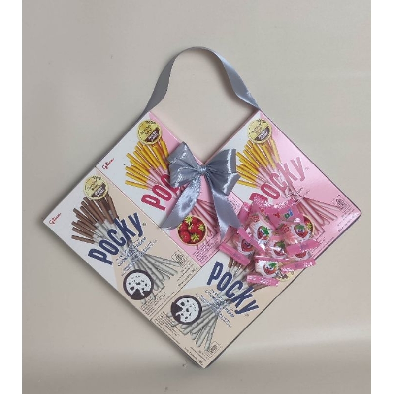 

buket pocky cantik, souvenir, kado, buket snack pocky cantik