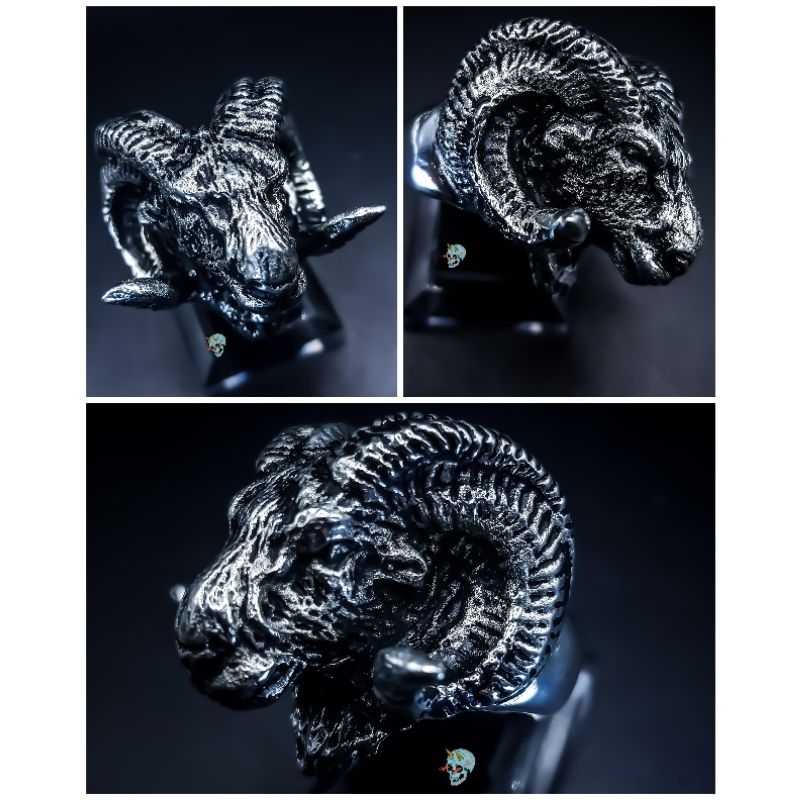 Ring Cincin Lamb Domba Kambing Skull Tengkorak Pewter Original