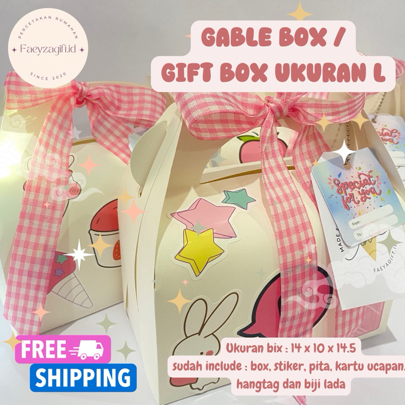 

(HANYA BOX & AKSESORIES) (L) gift box / gable box / box hampers / box kado / box ultah / snack box