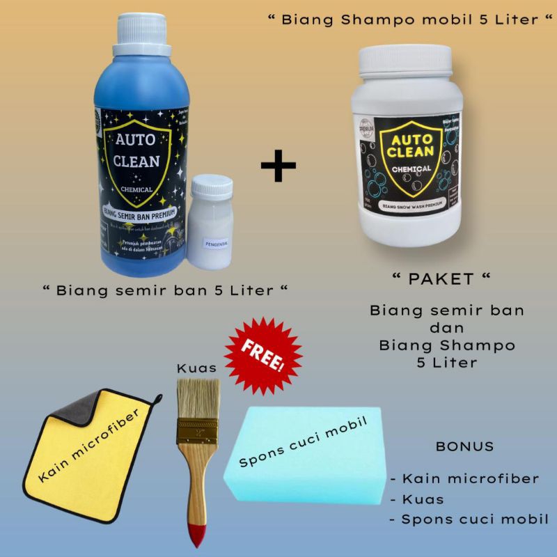 Paket biang semir ban 5 liter dan biang shampo mobil 5 liter