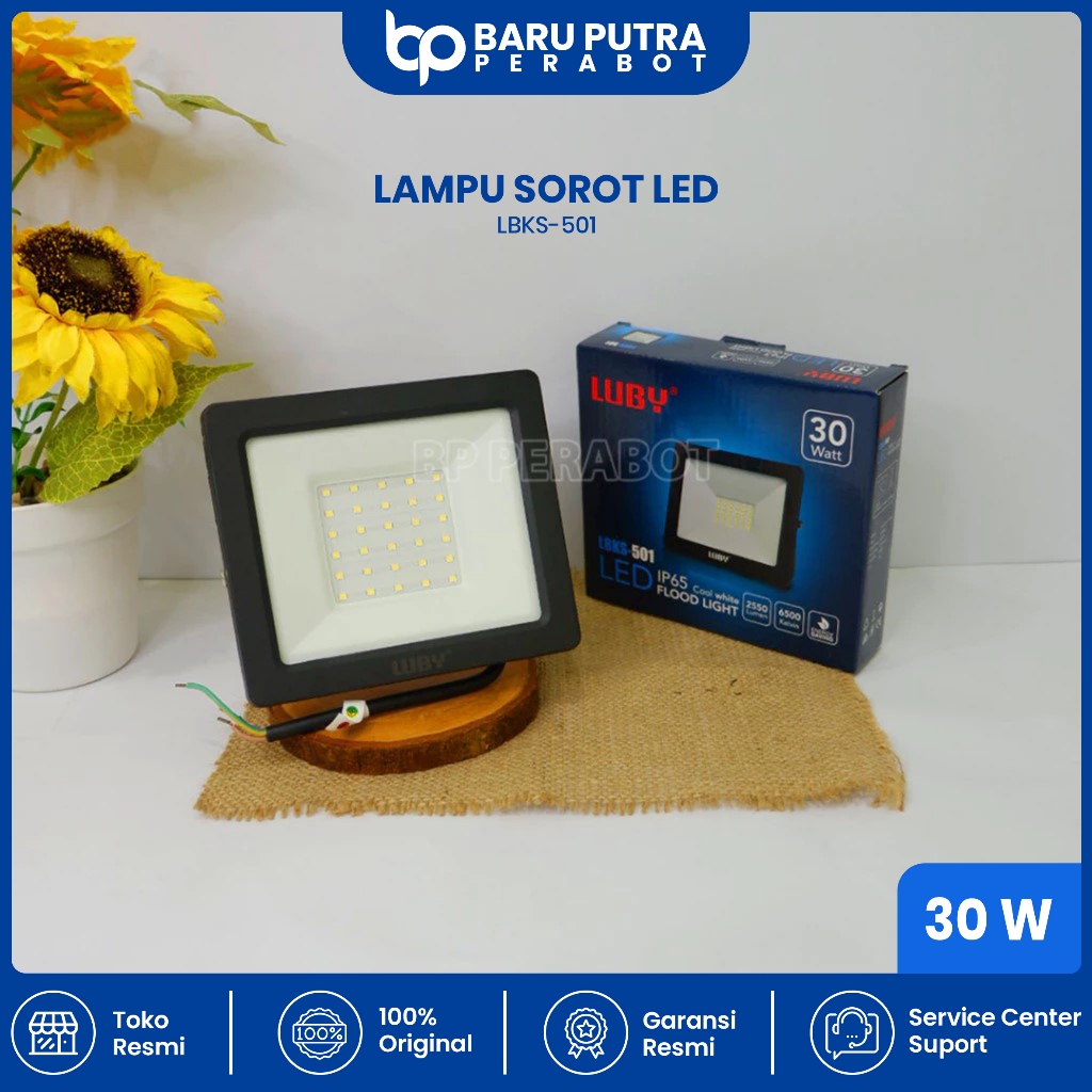 Lampu Sorot Luby 30 watt LBKS-501 / Lampu Tembak / Flood Light LED 30 Watt LUBY - SNI Putih