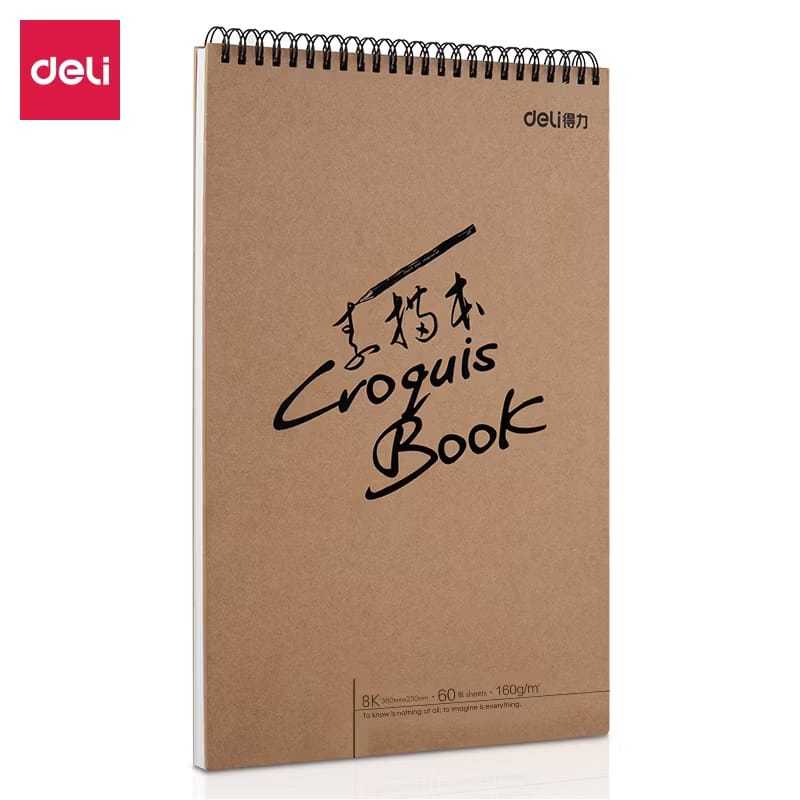 

DELI - 73635 sketch book / Buku sketsa 60 lembar Ukuran 8K, buka vertikal,atau diputar