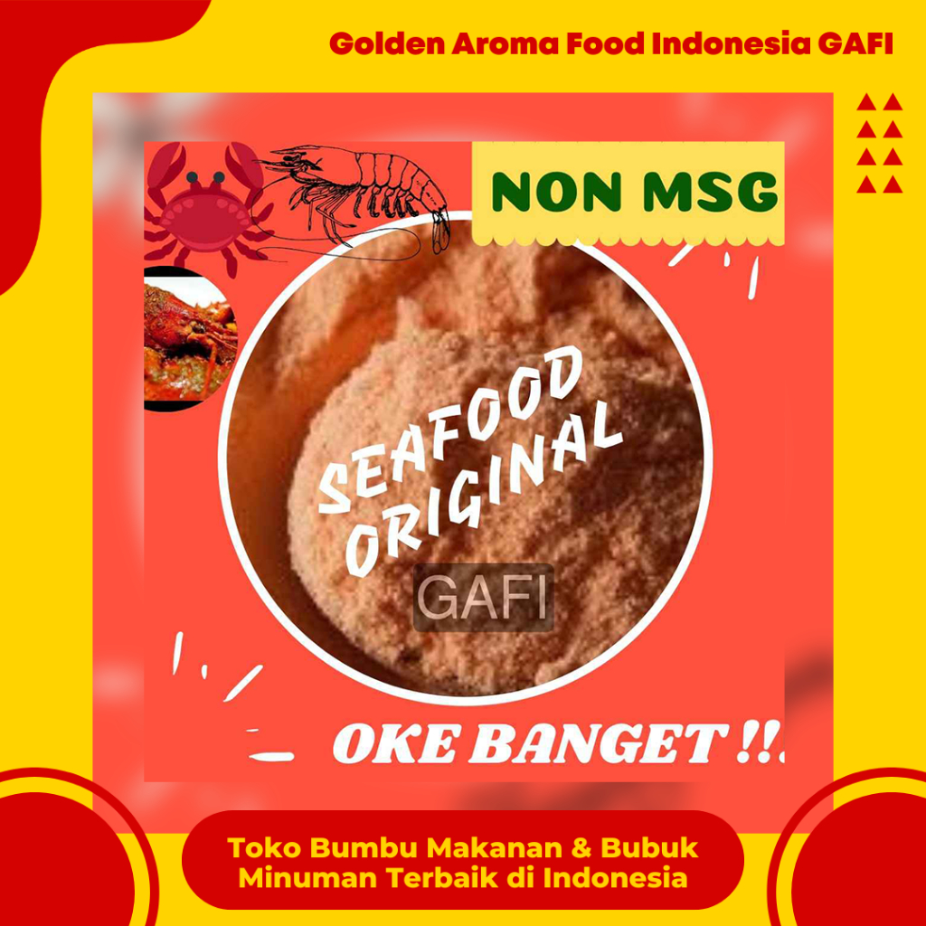 

GAFI Food Bumbu Tabur Rasa Seafood Original NON MSG 1 Kg Enak Murah Lezat Gurih Halal, Original Seafood NON MSG Seasoning Powder 1Kg