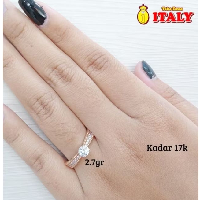 Cincin emas tua variasi lintring permata 750