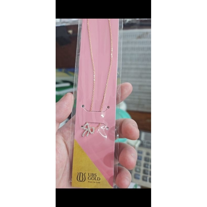 Kalung koye listring aurel emas asli 375 8k permata putih