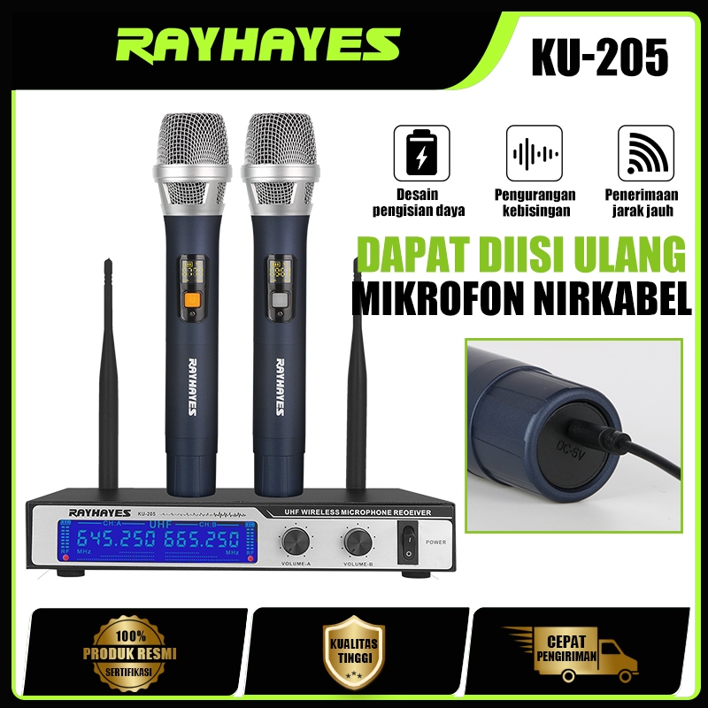 RAYHAYES Wireless Microphone Set Wireless Microphone Rechargeable Professional Wireless Microphone