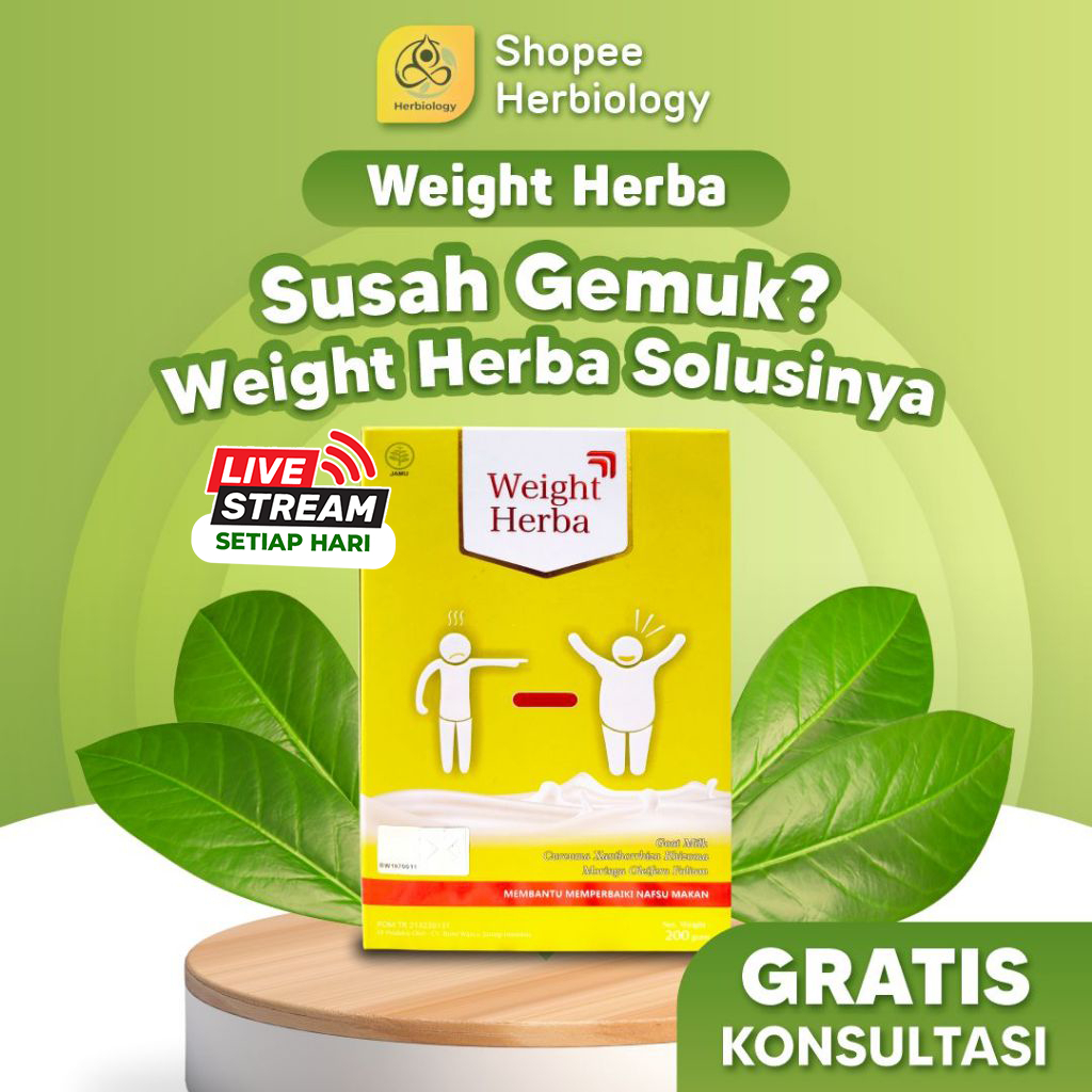 

Weight herba Paket 1 Box -Susu Penambah Berat Badan Isi 200 Gram Herbiology