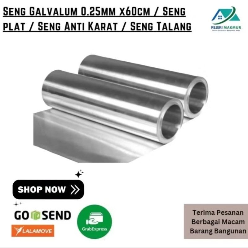 Seng Galvalum 0.25mm x 60cm (Uk Panjang sesuai sisa Rol) / Seng Plat / Seng  Anti Karat Seng Talang
