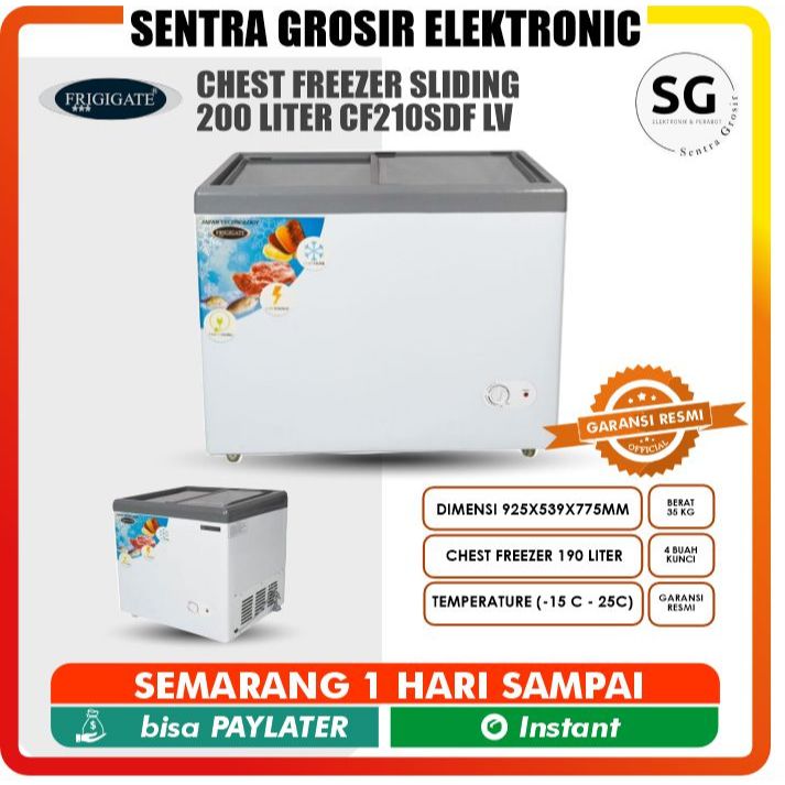 Frigigate Chest Freezer Sliding 200 liter CF210SDF LV / CF 210 SDF LV