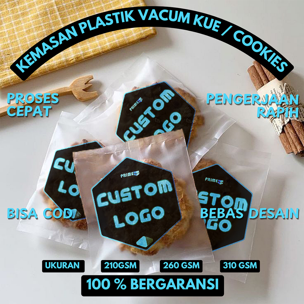 Custom Logo Kamu Packaging Cookies Produk Plastik Doff